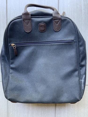 Bric’s Black Rolling Travel Bag Leather Trim Carry-On Luggage with Wheels