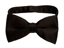 Men's Black Satin Solid Pre-Tied Adjustable Bowtie Formal Tuxedo Wedding NYE