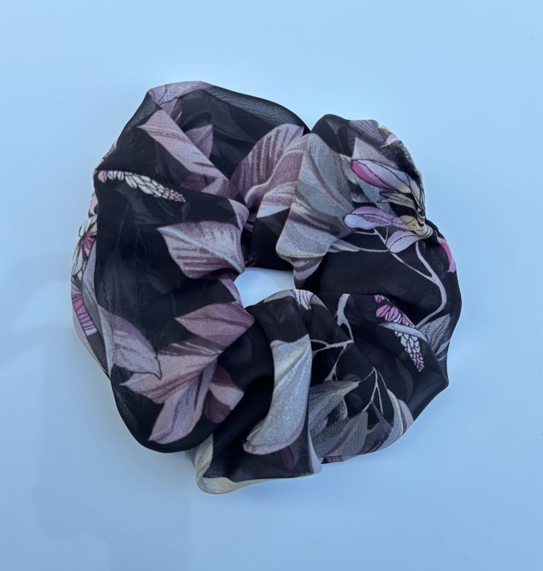 Soft Bloom Floral Elastic Hair Scrunchie| Soft Chiffon Ponytail Holder