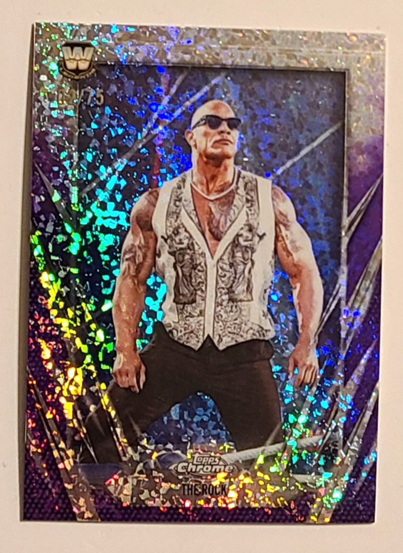 The Rock WWE 2026 Topps Chrome Purple Mini Diamond #02/75