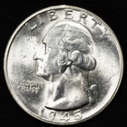 1945-S Washington Silver Quarter Uncirculated BU