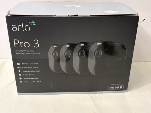 Arlo Pro 3 VMC4040P Wireless 2K HDR Security Camera System - 4 Cameras ...