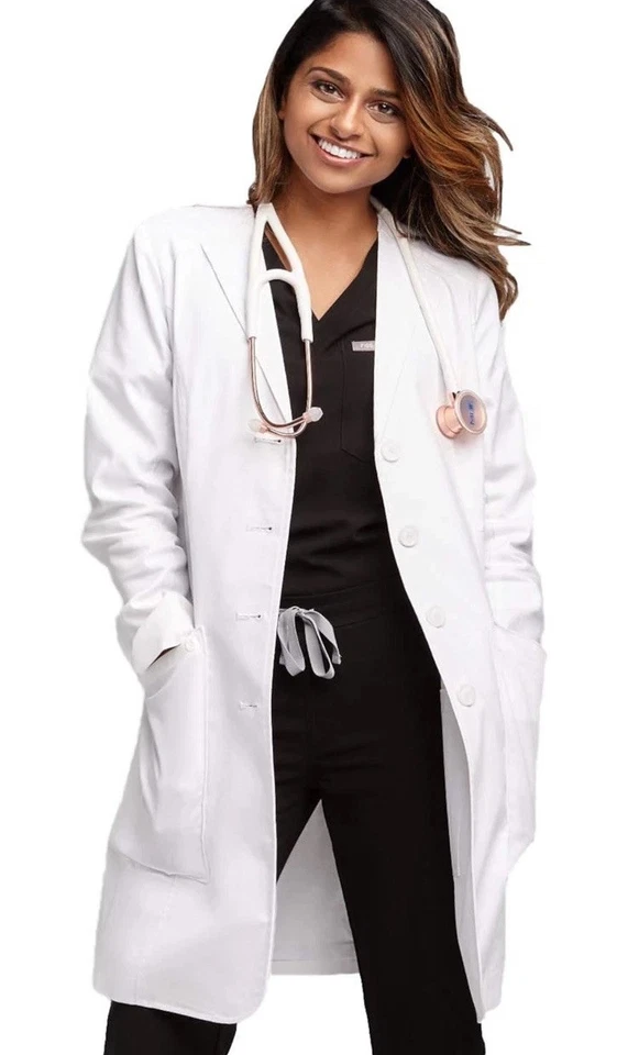 Abrigo Médico FIGS Mujer Aurora Lab Grande Blanco Profesional Enfermería Médica Foto 4 de 4