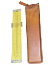 Pickett N4-ES Log Dual Base Vector Hyperbolic Slide Rule Leather Case 10...