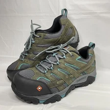 Merrell Women's Sz 11 Moab Vertex Vent Composite Toe Work Shoe Green Gray J11582