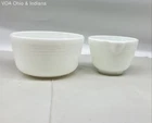 Pyrex Hamilton Beach 2 Piece Mixing Bowl Set White Milk Glass Vintage