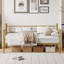 Twin Size Daybed Frame Metal Sofa Bed Heavy Duty Steel Slat Support for Bedroom