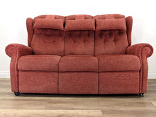 SOFA 3 Seater High Wing Back Salmon Fabric Sewn In Cushions FREE DELIVERY