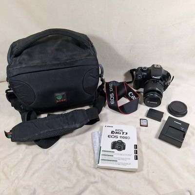 Canon EOS Rebel T3 Digital SLR Camera Black w/ EFS 18-55, Bag, SD (Fully Tested)