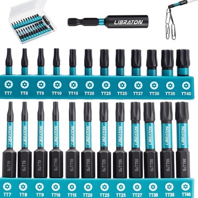 Torx Bit Set 25-tlg mit Magnet, S2 Stahl, 2,5 & 5 cm Bits, Aufbewahrungsbox