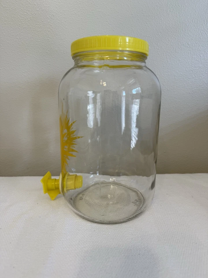 De colección. *EXCELENTE* Tarro de vidrio Sun Tea amarillo Sunburst J.M Werling 1 galón con tapa Foto 2 de 4