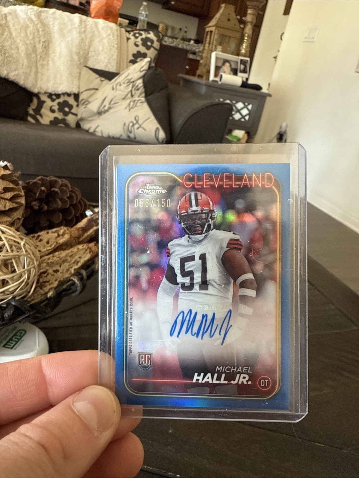 Michael Hall Topps Chrome Rookie Autographs Variations #RAMHA Blue Refractor