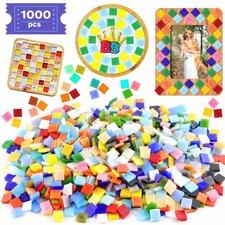 1000PCS Glass Mosaic Tiles Opaque Square for Crafts Art DIY Home Decor Bulk