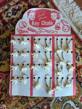 NOS 50s 60s Elephant Vintage Lucky Charm Display Plastic 23 Keychains 