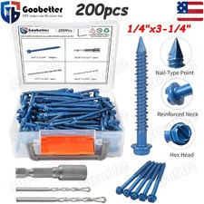 200pcs Concrete Screws Masonry Brick Self Tapping Screw TapCon Hex Drive Head
