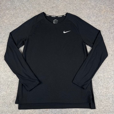 Nike Dri Fit Breathe Tailwind Running Shirt Long Sleeve Black Womens Medium M