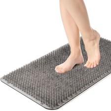 Shower Foot Scrubber Mat, Anti-Slip Bath Mat with Scrub Bristles, Soft Shower