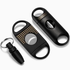 3pcs BlackSet Luxury Gift Cigar Cutter Set Cutting Set V-cut Straight Cut Cohiba