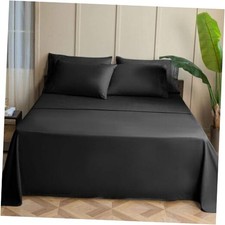 Bed Sheet Set Super Soft Microfiber 1700 Thread Full-4 Piece Black-microfiber