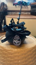 Handmade Mini Cauldron & Broom Gift Set Obsidian Crystal Raven Charm New
