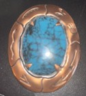 Vintage Solid Copper Bolo Native American Signed  Spider Turquoise — photo 2