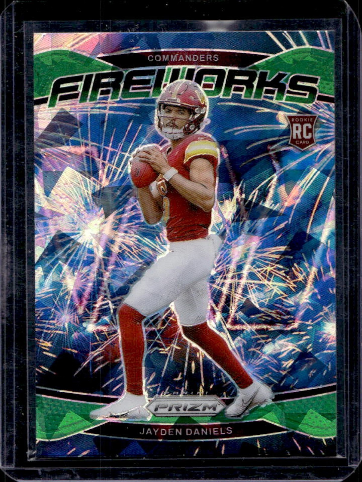 2024 Prizm Jayden Daniels Fireworks RC Green Ice #24 Commanders