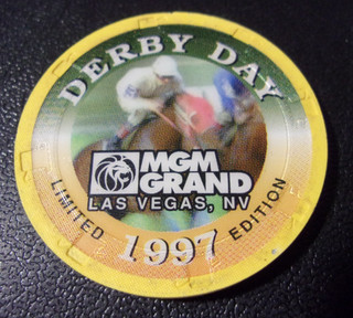 MGM GRAND HOTEL CASINO 1997 LTD ED NCV DERBY DAY gaming poker chip Las Vegas