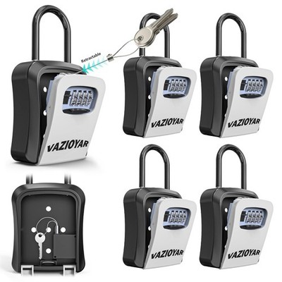 Key Lock Box for Outside, Portable Waterproof Wall Mounted Changeable 4-Digit...
