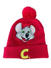 Chuck E. Cheese Beanie Hat Red Pom Pom Mouse Winter 2013 Cap
