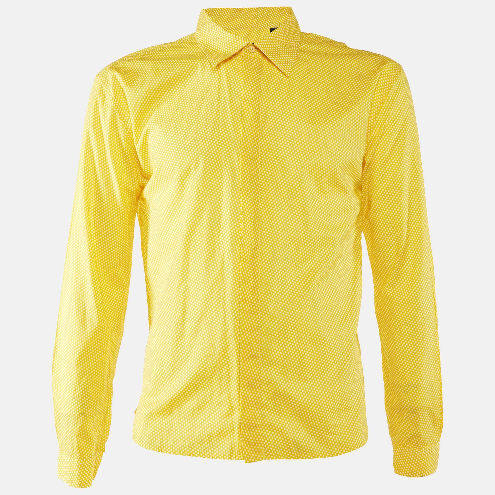 Burberry Prorsum Yellow Dot Print Cotton Button Down Shirt