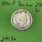 1896-P Barber / Liberty Quarter 25c 90% Silver Good US Type Coin Collectable