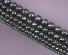 Natural Green Sand Gemstone Faceted Round Loose Beads 4mm 6mm 8mm 10mm 12mm 16"