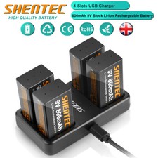 9 Volt Block PP3 Lthium Li-ion Rechargeable Battery / 4Slot Fast Battery Charger