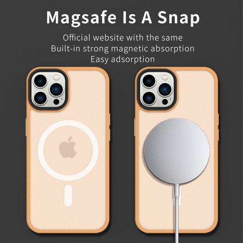 For iPhone 16 15 Pro Max 14 13 12 11 Frosted Back Case Mag Safe Shockproof Cover - Bild 15 von 53
