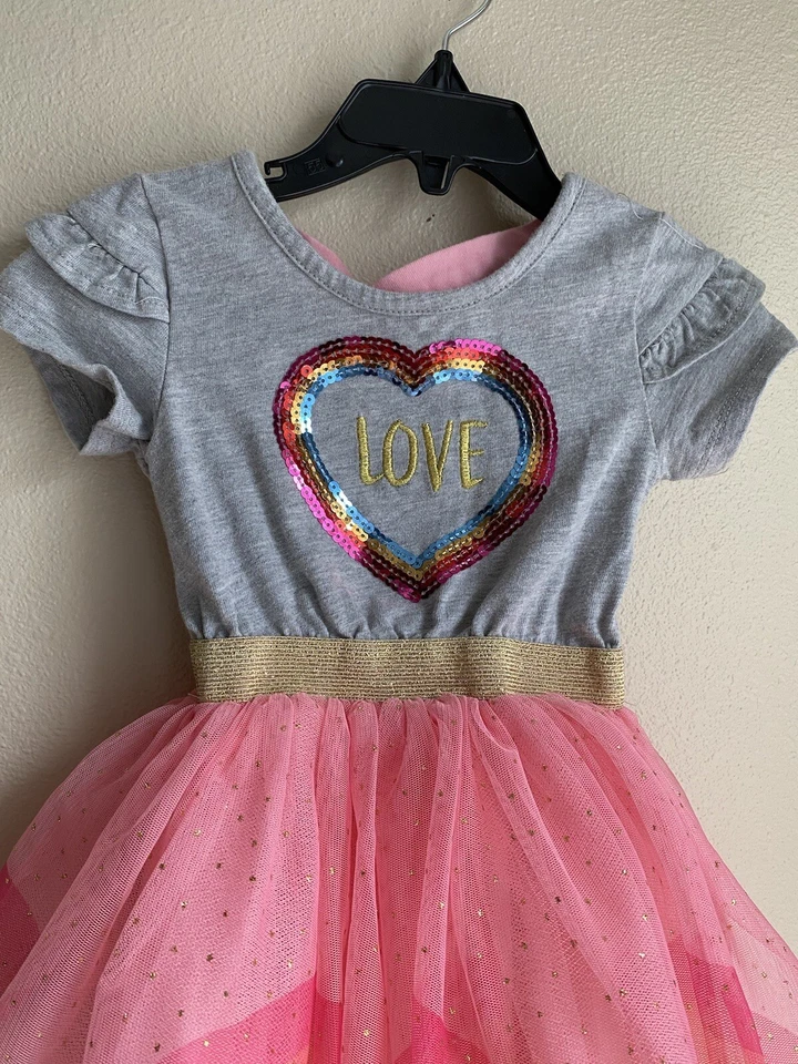 Toddler Girl Dress, 24 Months, Love Pattern  - Image 2 of 4