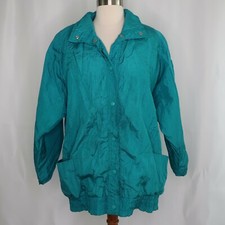 VTG 80s 90s Kristen Blake Teal Green Puffer Lined Wind Jacket Womens XS USA Made