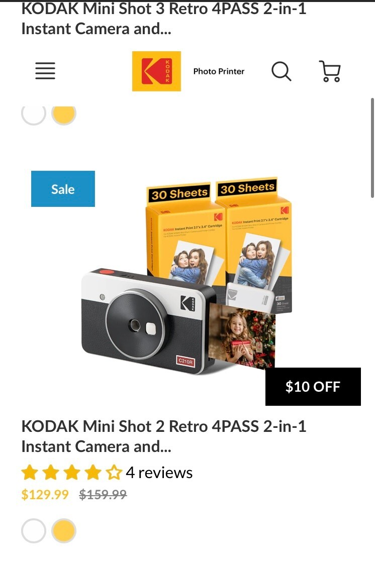 Kodak Mini Shot 2 Retro Portable Wireless Instant Camera and Printer Bundle