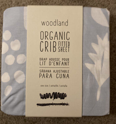West Elm Pottery Barn Kids Woodland Organic Crib Fitted Sheet Sky Lt Blue 