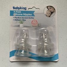 Baby King Silicone Nipples BPA Free Newborn Baby Bottle Clear Medium Flow 4 Pack