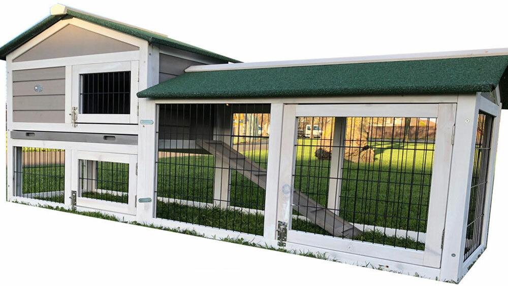 RABBIT HUTCH GUINEA PIG HUTCHES RUN LARGE 2 TIER DOUBLE DECKER CAGE eBay