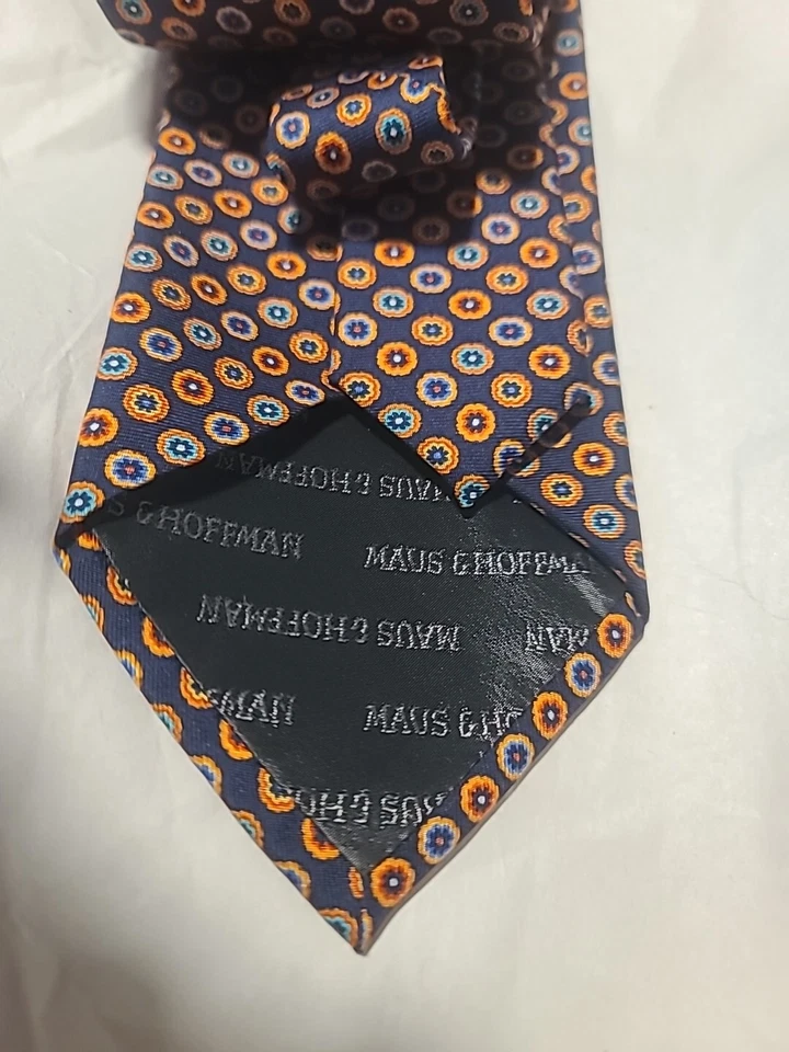 MAUS & HOFFMAN [ MULTI-COLOR ] men's tie 100% Silk Made in Italy - Image 4 of 4