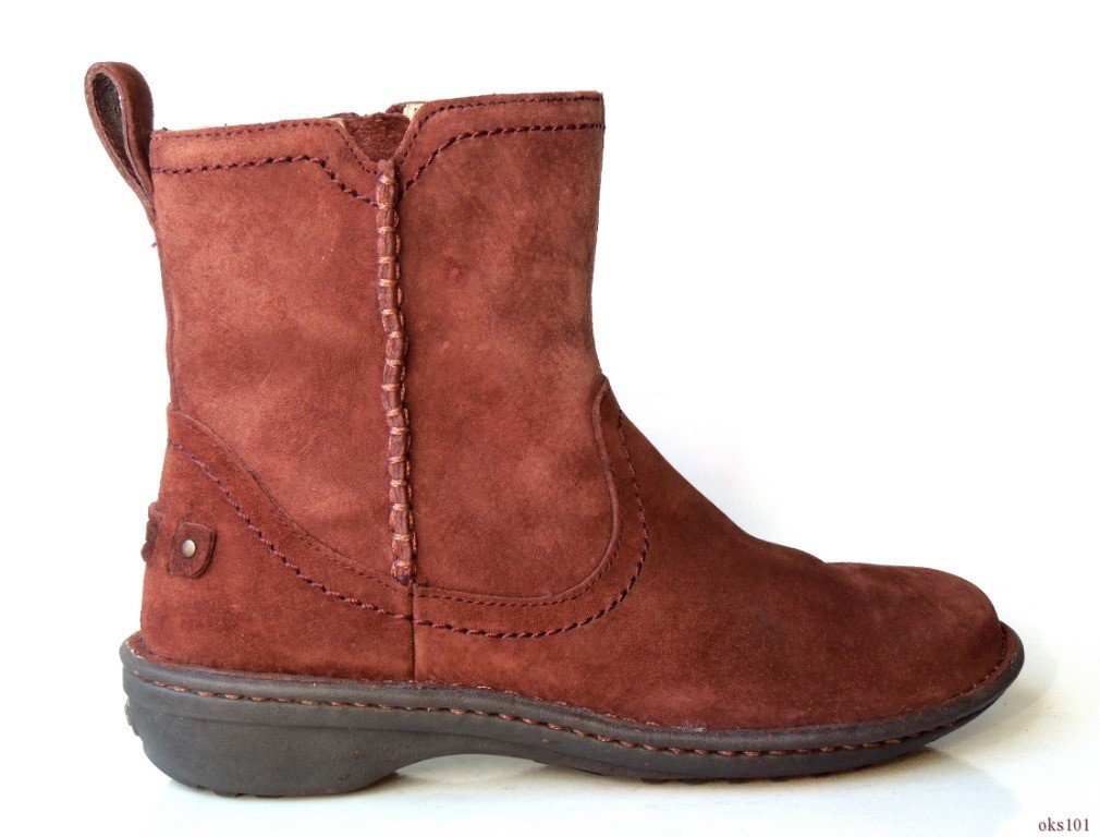 UGG Chocolate Suede Ankle Boots UGG chocolate brown suede 6 instep zipper ANKLE BOOTS  main image 3
