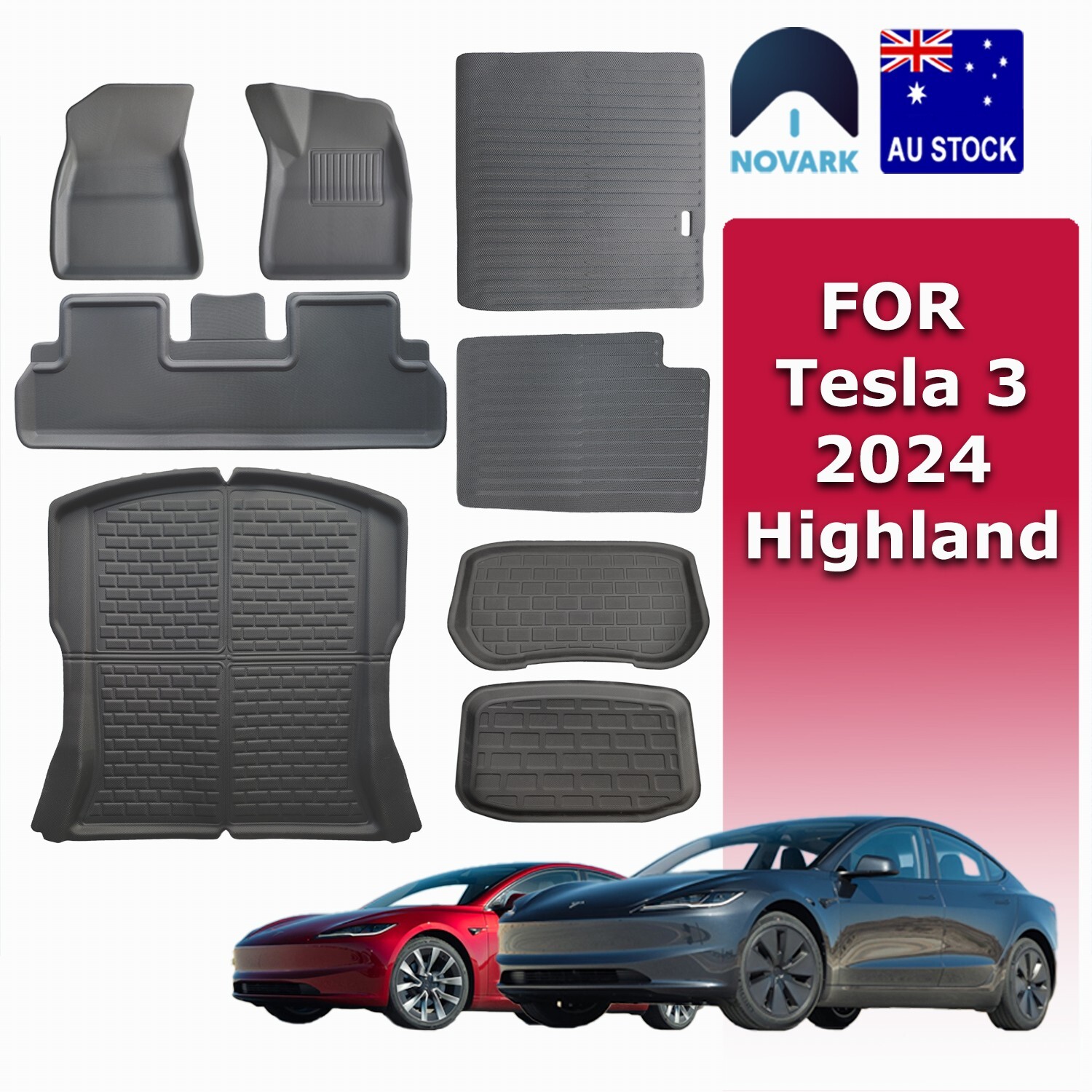 Tesla Model 3 24-25 Highland XPE/Carpet Floor Mats Boot Liner Frunk Rear Seat