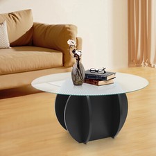 Coffee Table, Round Glass Coffee Table for Living Room, Unique Center Table