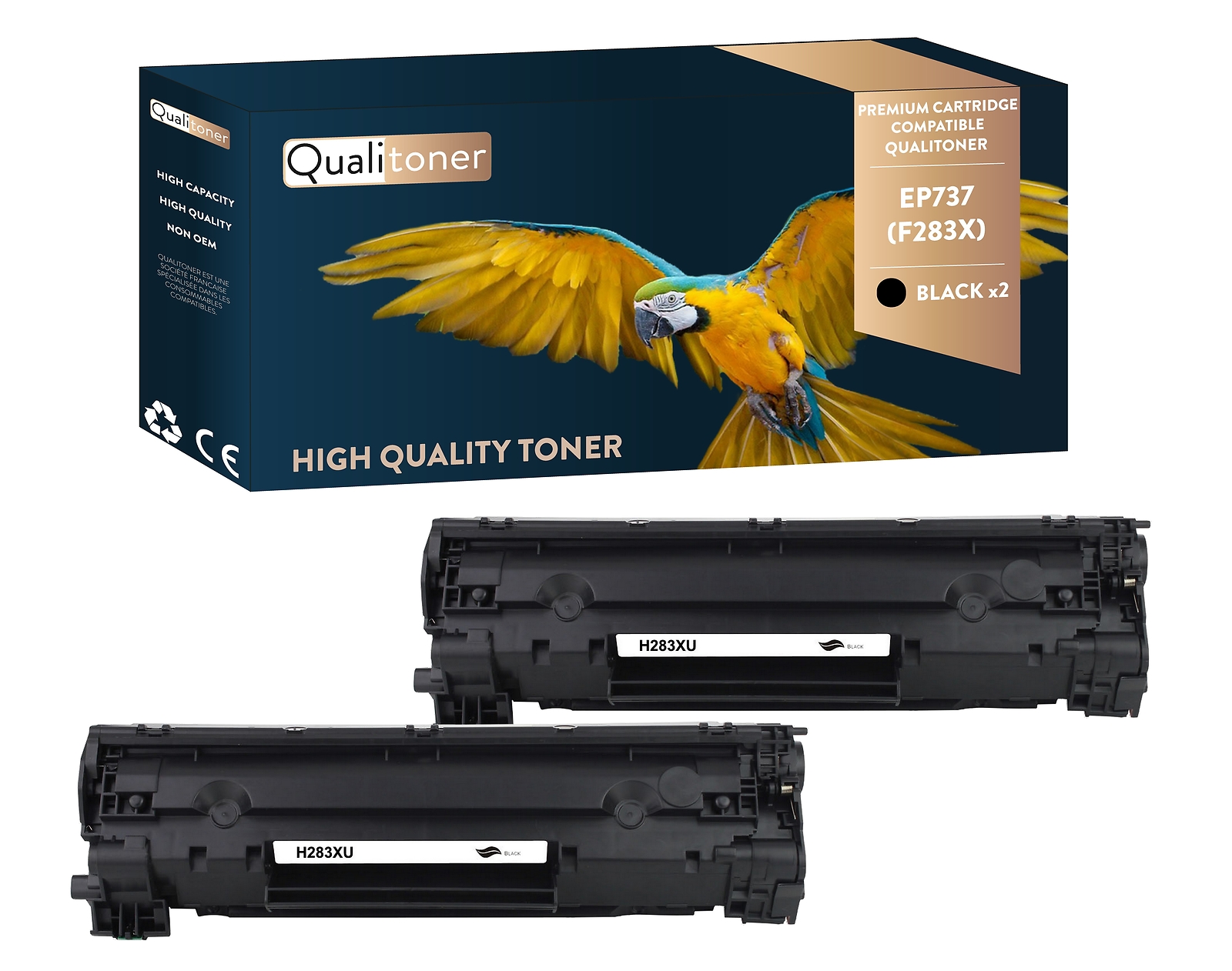 Toner EP737 noir compatible Canon CF283X QUALITONER pack double cartouche laser