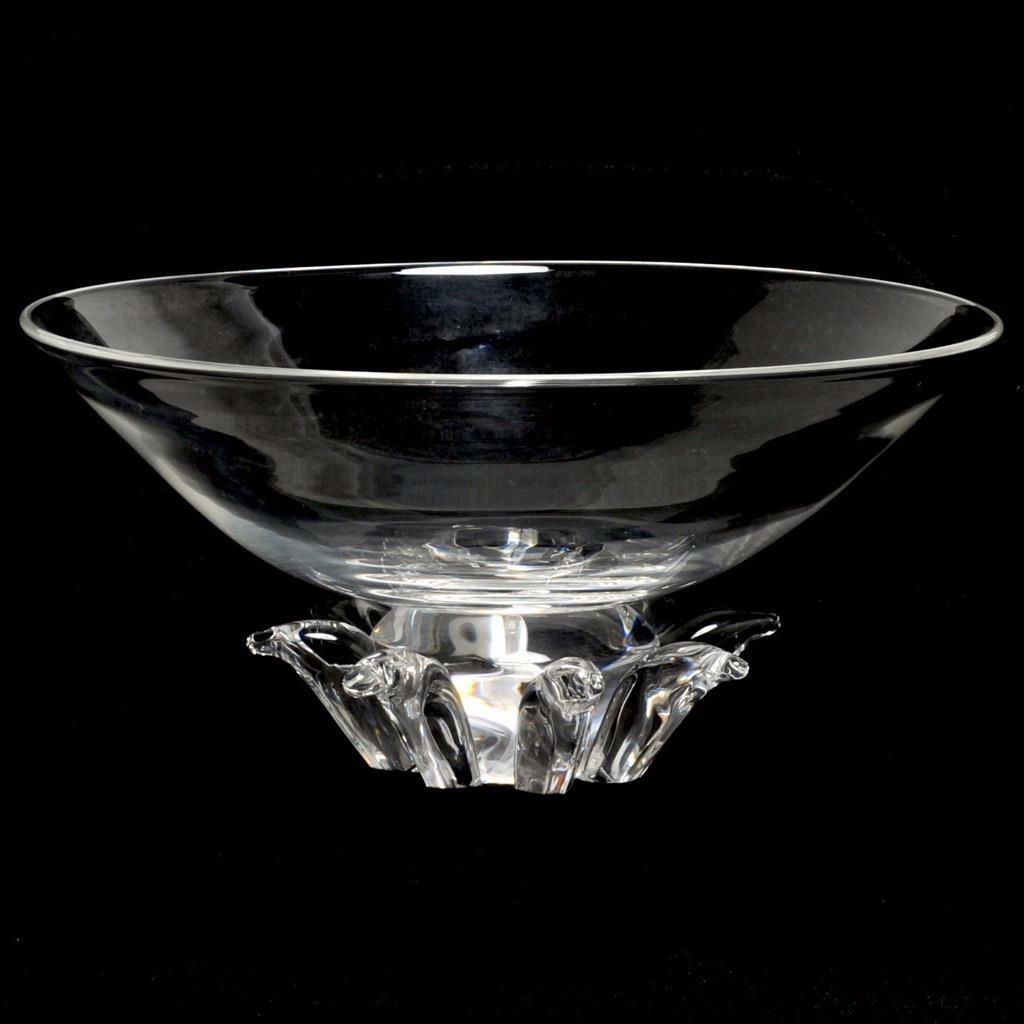 Steuben Donald Pollard Peony Crystal Art Glass Centerpiece Bowl