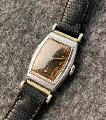 Ebel Vintage Manual Wind Watch with Black Dial and Salmon Details