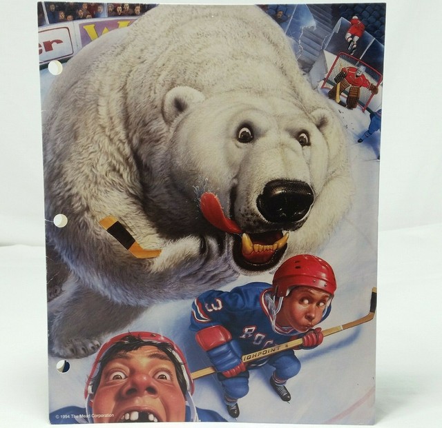 Mead No Rules Portfolio Folder Hockey Polar Bear Sports Art Vintage 90s