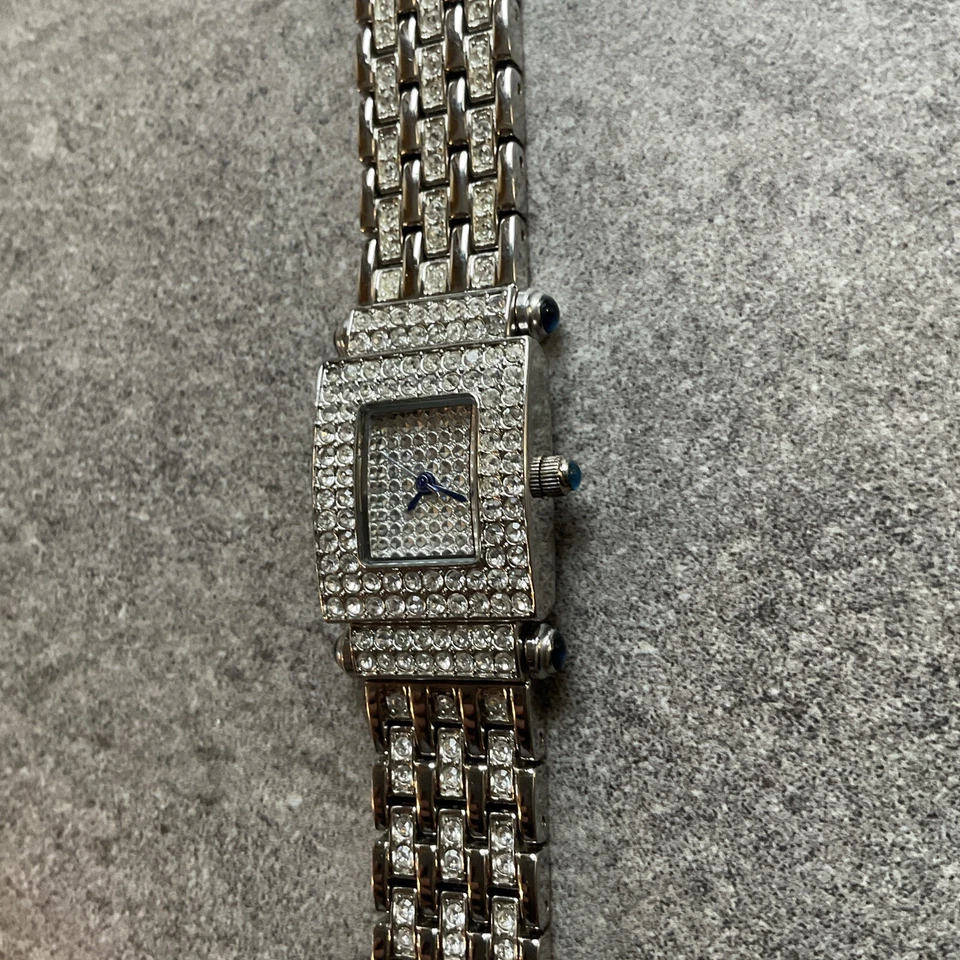 Adrienne Womens Bling Watch 20mm Silver Tone Case And Band W/Crystal Accents BCF - Image 4 of 4