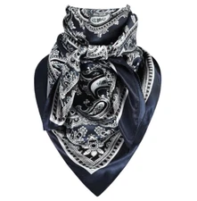 35 Inch Wild Rag Cowboy Scarves for Men Large Rancher Neckerchief Silk Blue